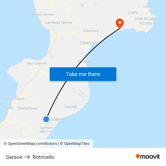 Gerace to Botricello map
