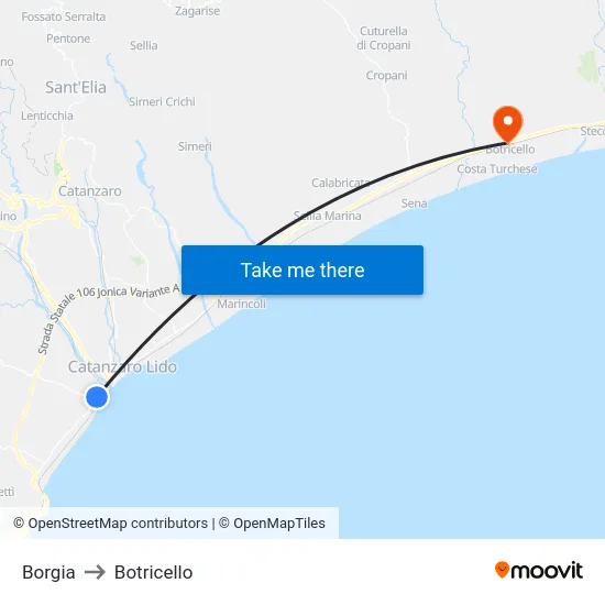 Borgia to Botricello map