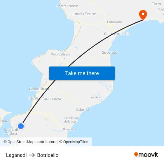 Laganadi to Botricello map
