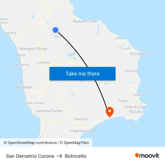 San Demetrio Corone to Botricello map