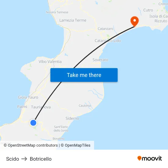 Scido to Botricello map