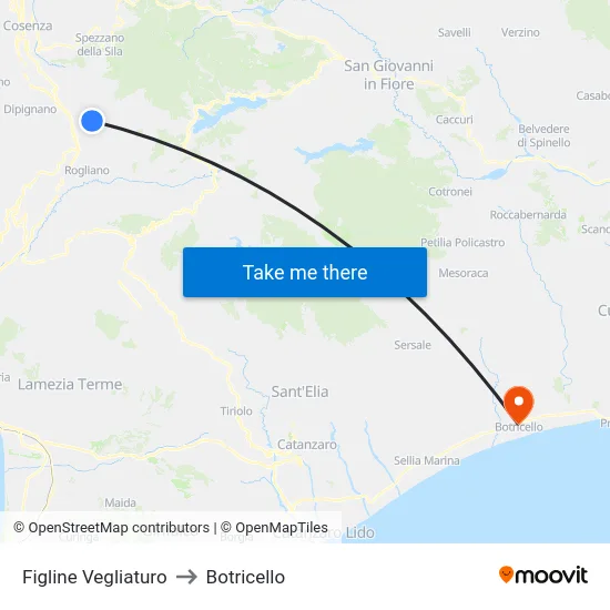 Figline Vegliaturo to Botricello map
