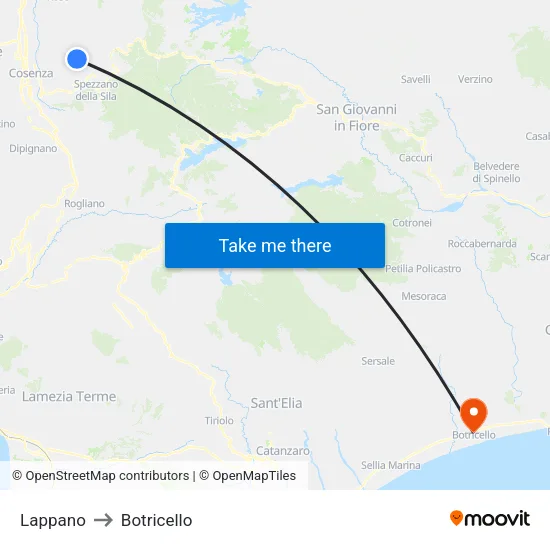 Lappano to Botricello map