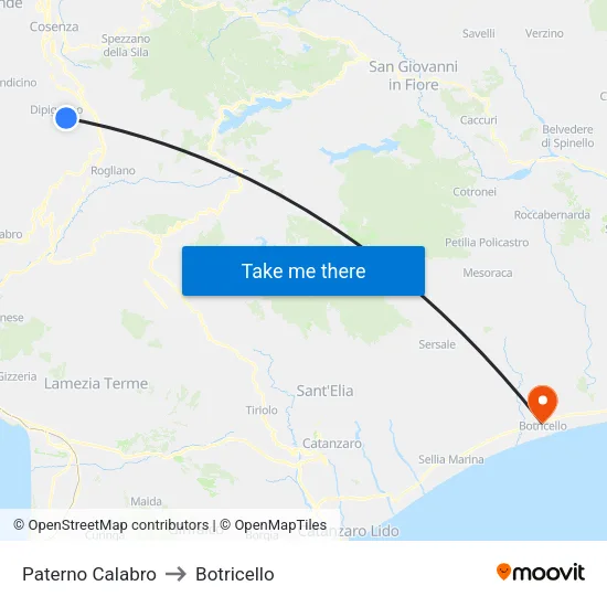 Paterno Calabro to Botricello map