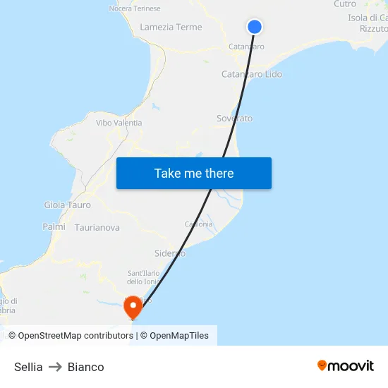 Sellia to Bianco map