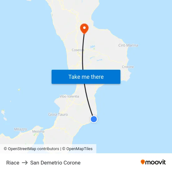 Riace to San Demetrio Corone map