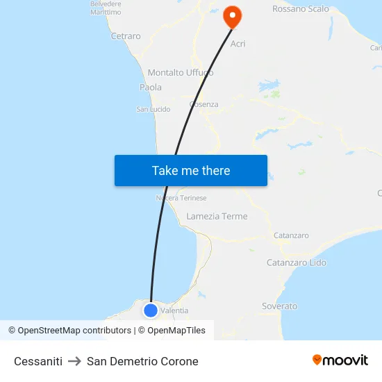 Cessaniti to San Demetrio Corone map