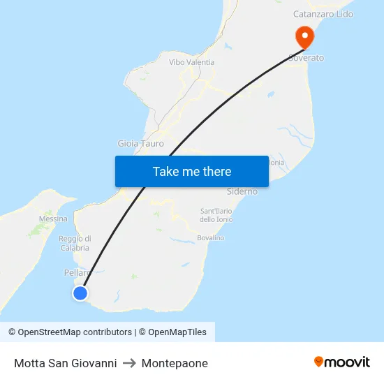 Motta San Giovanni to Montepaone map