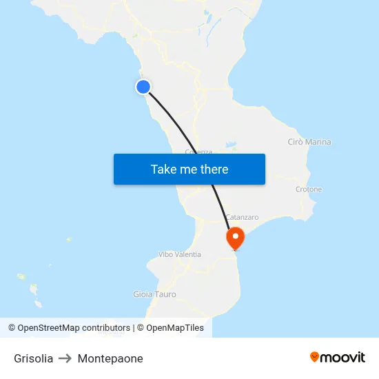 Grisolia to Montepaone map