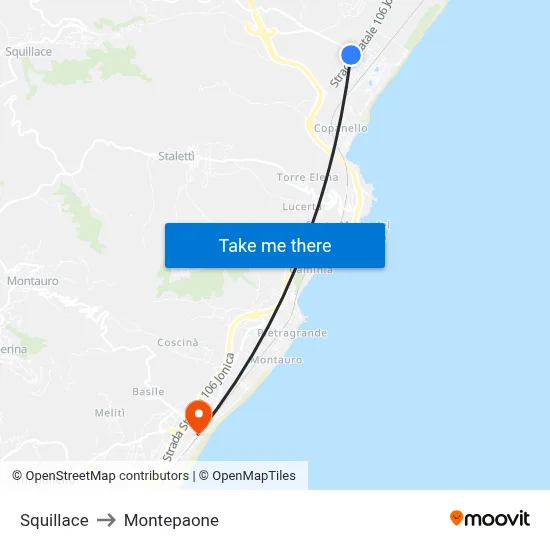 Squillace to Montepaone map
