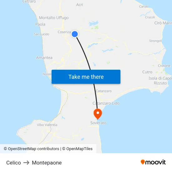 Celico to Montepaone map