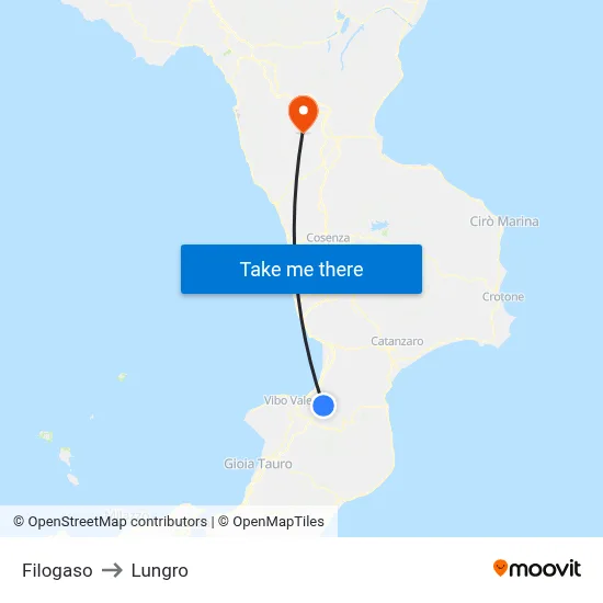 Filogaso to Lungro map
