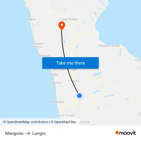 Mangone to Lungro map
