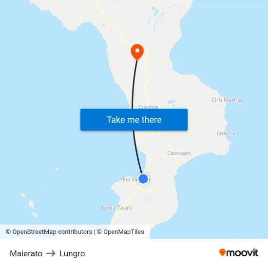 Maierato to Lungro map
