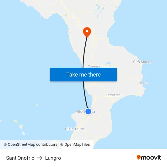 Sant'Onofrio to Lungro map