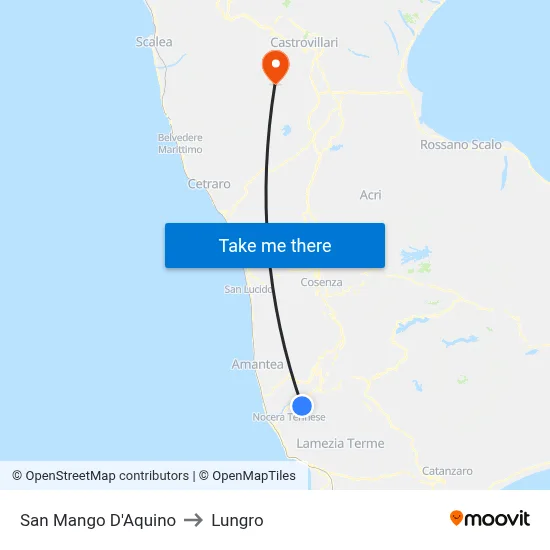 San Mango d'Aquino to Lungro map