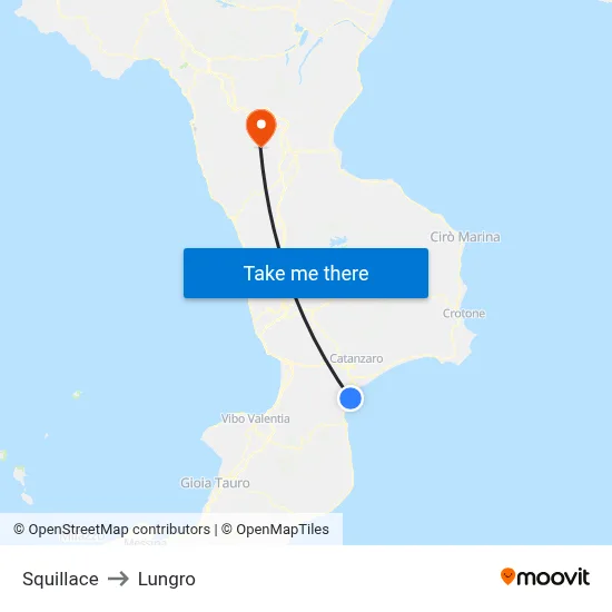 Squillace to Lungro map
