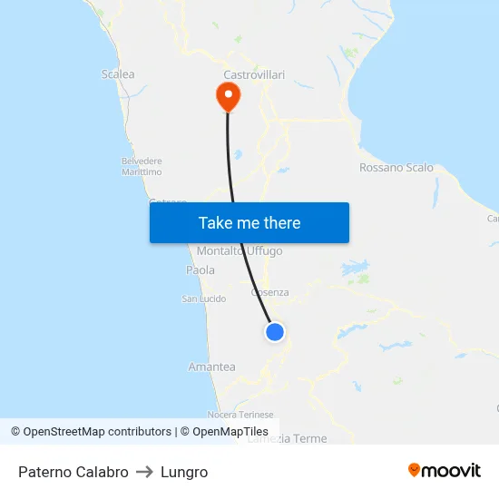 Paterno Calabro to Lungro map