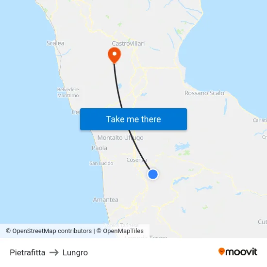 Pietrafitta to Lungro map