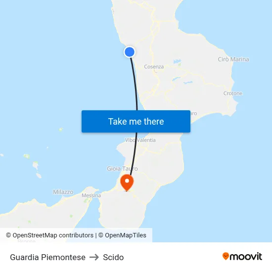 Guardia Piemontese to Scido map