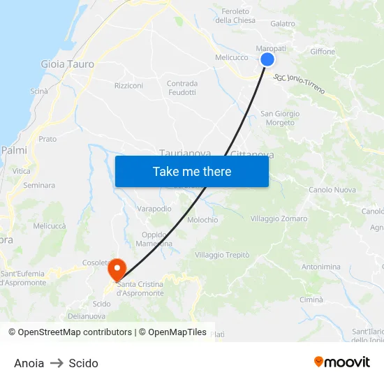 Anoia to Scido map