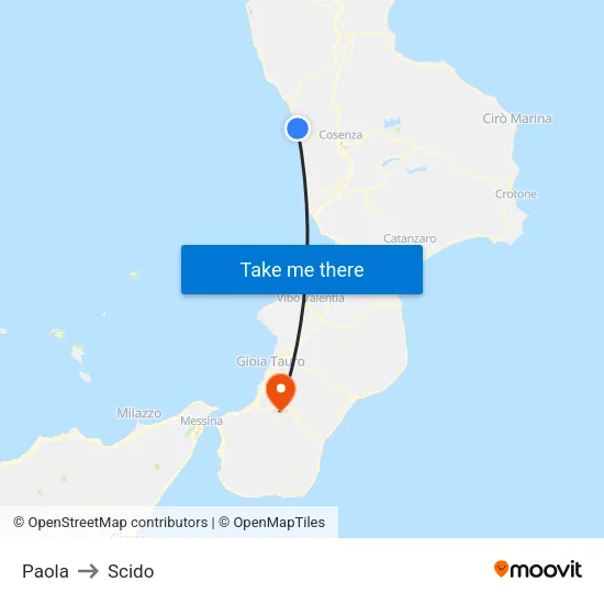 Paola to Scido map