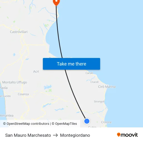 San Mauro Marchesato to Montegiordano map
