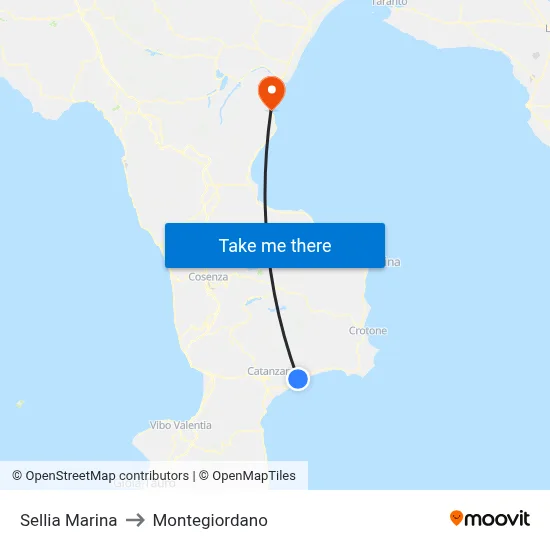 Sellia Marina to Montegiordano map