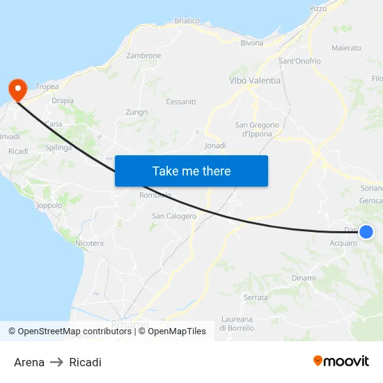 Arena to Ricadi map