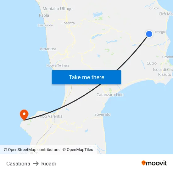 Casabona to Ricadi map