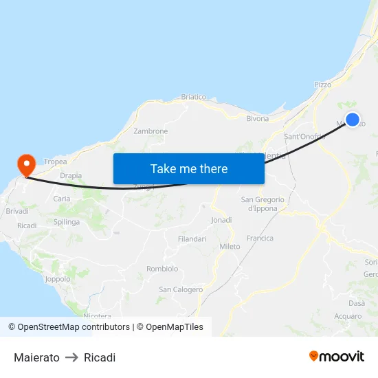 Maierato to Ricadi map