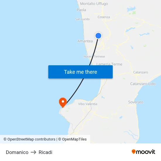 Domanico to Ricadi map