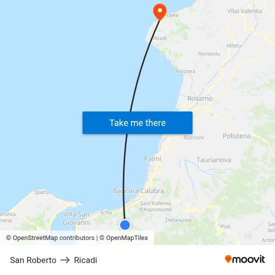 San Roberto to Ricadi map