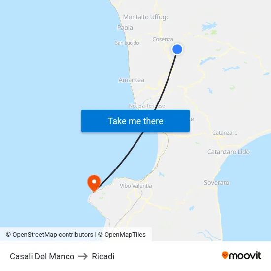 Casali Del Manco to Ricadi map