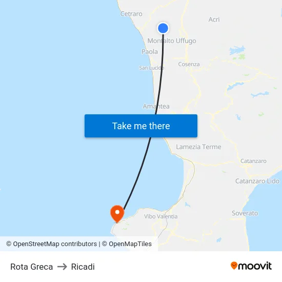 Rota Greca to Ricadi map