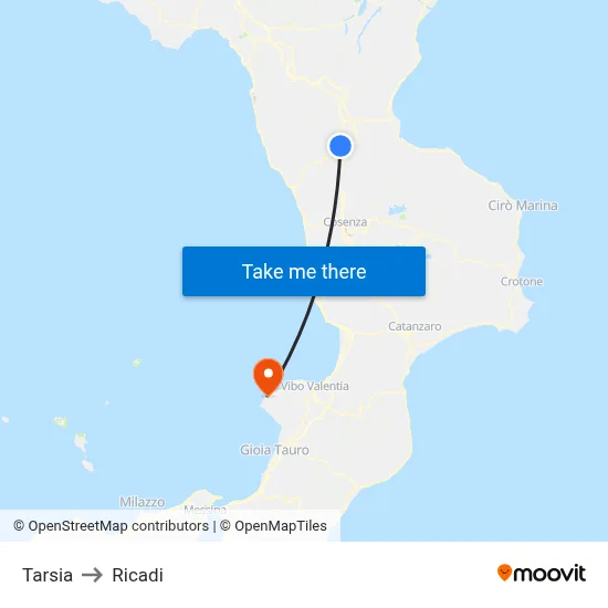Tarsia to Ricadi map