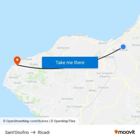 Sant'Onofrio to Ricadi map