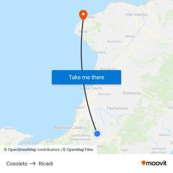 Cosoleto to Ricadi map