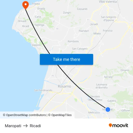 Maropati to Ricadi map