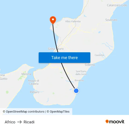 Africo to Ricadi map