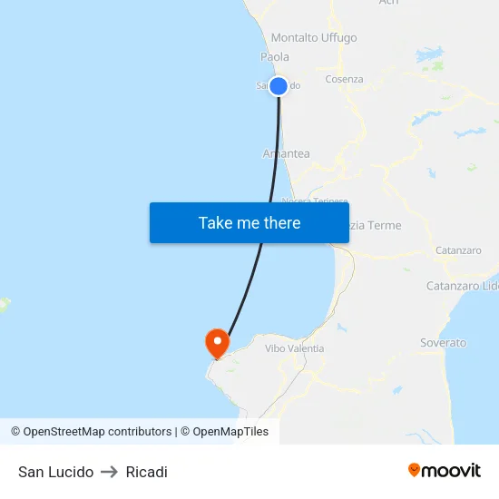 San Lucido to Ricadi map