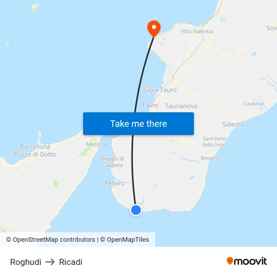 Roghudi to Ricadi map