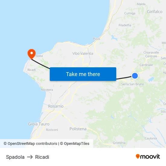 Spadola to Ricadi map