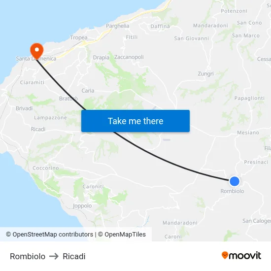Rombiolo to Ricadi map