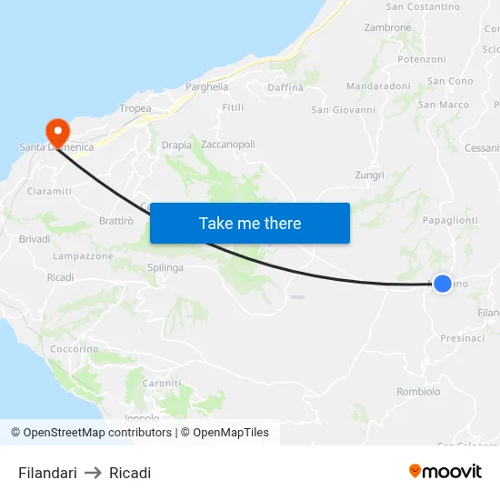 Filandari to Ricadi map