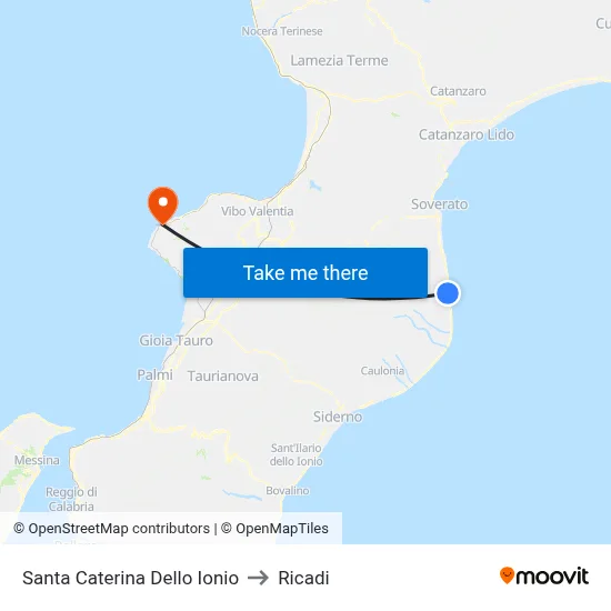 Santa Caterina Dello Ionio to Ricadi map
