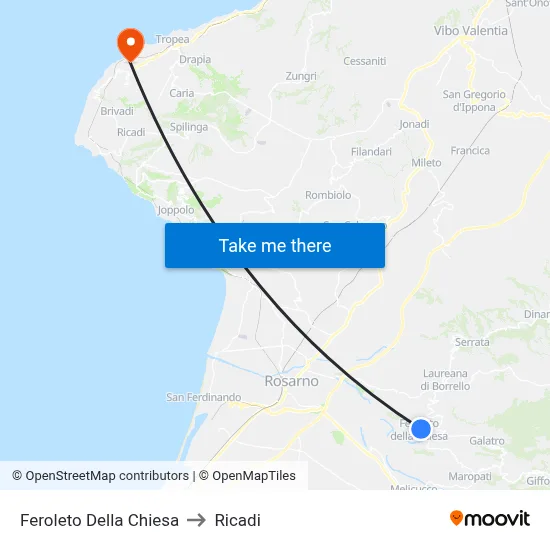 Feroleto Della Chiesa to Ricadi map