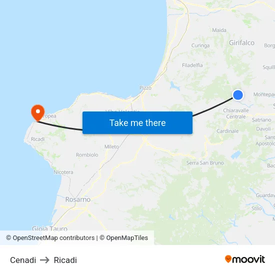 Cenadi to Ricadi map