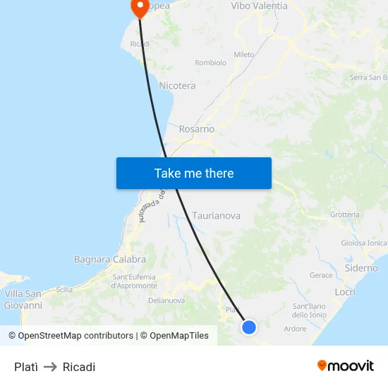 Platì to Ricadi map