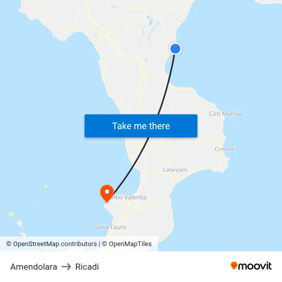 Amendolara to Ricadi map
